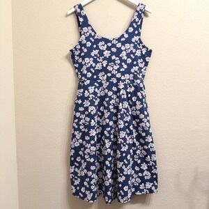 Pact Fit and Flare Tie Back Dress Casual Organic Cotton Medium Floral Pockets